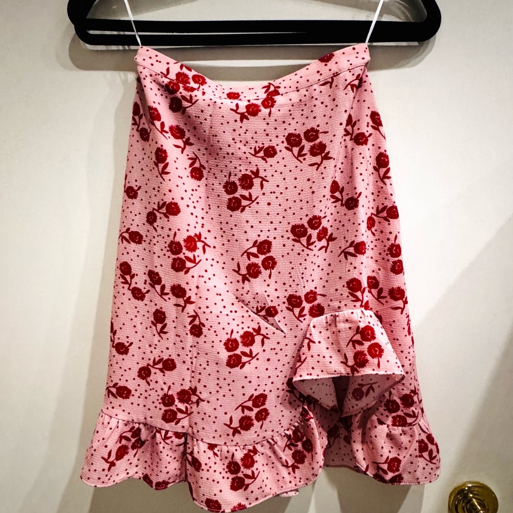 Rouge! Pink Bubble Mini Skirt Asymmetrical Ruffled